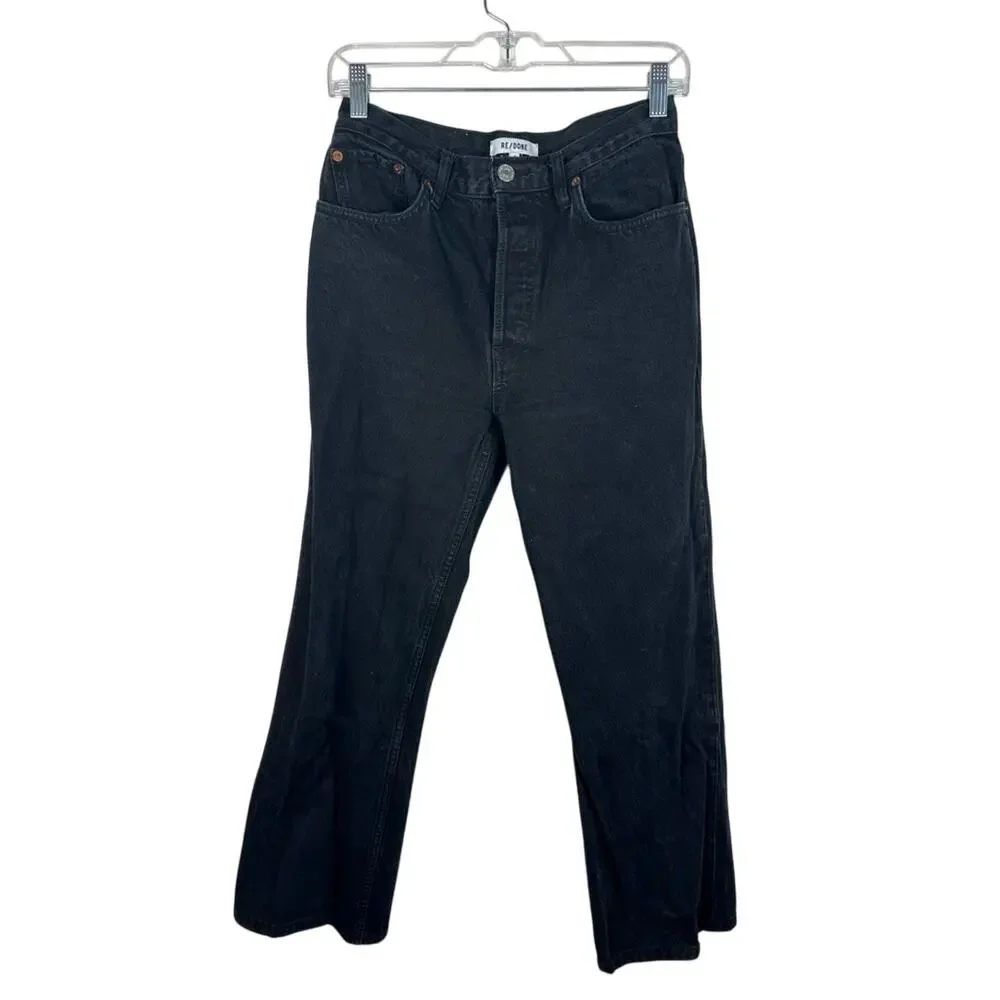 RE/DONE Button Fly Straight Leg Jeans Black Womens Size 27 EUC Capsule Wardrobe‎